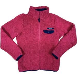 Columbia Women’s Fleece Jacket M Hot Pink Sherpa Full Zip Cozy Retro Outdoor